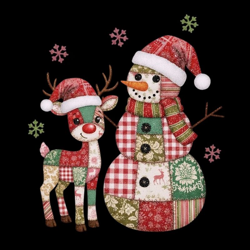 Patchwork bonhomme de neige et renne