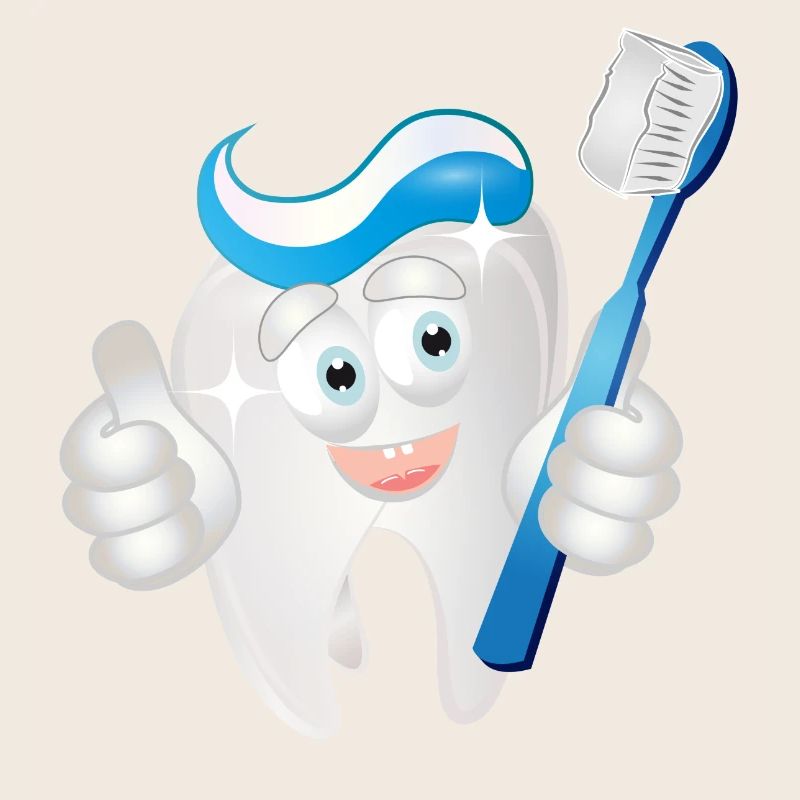 radiant white tooth with toothpaste as a comic