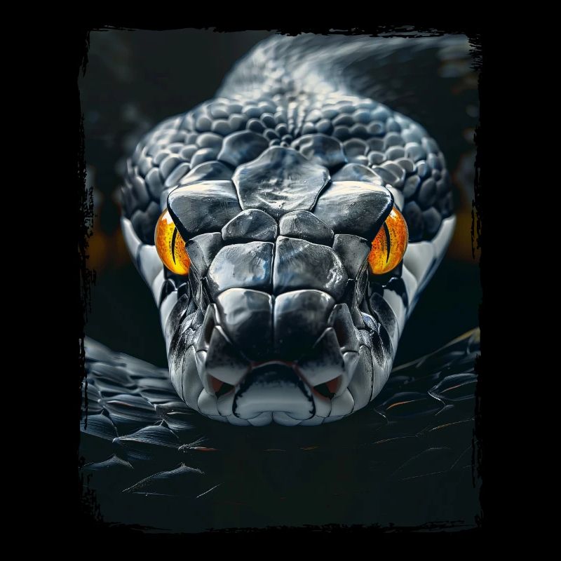 Gelbe Augen Schwarze Schlange Python Kobra Reptil Viper