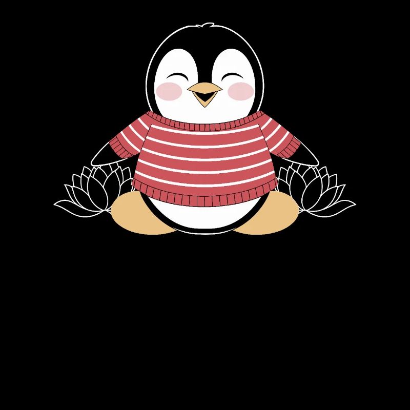 Meditierender Pinguin im Streifenpullover