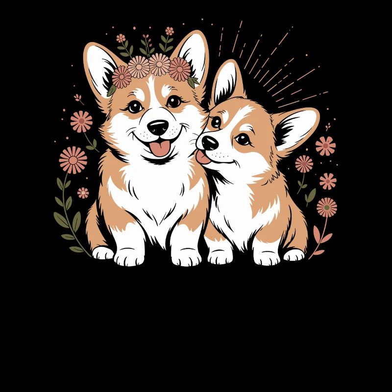 Corgi Hund Boho Stil: Liebevolle Begleiter