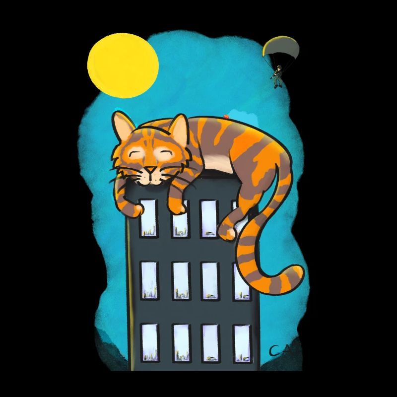 Chat sur gratte-ciel