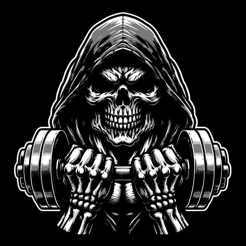Crâne de musculation No Limit Workout avec haltère