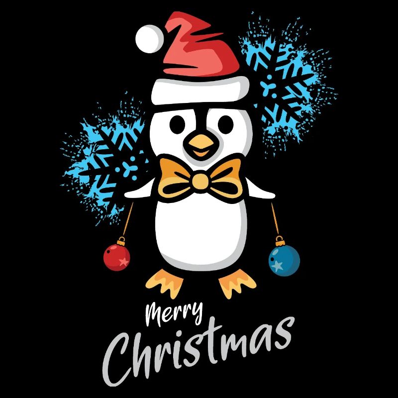Pingouin de Noël avec flocons de neige