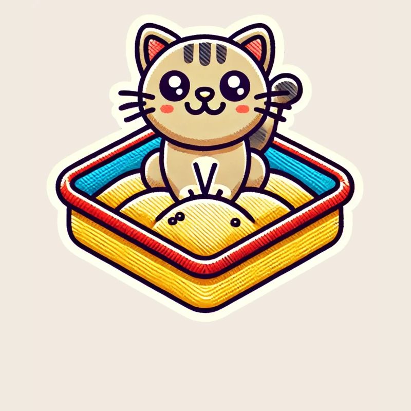 Chat mignon assis dans le bac à sable Style Patch