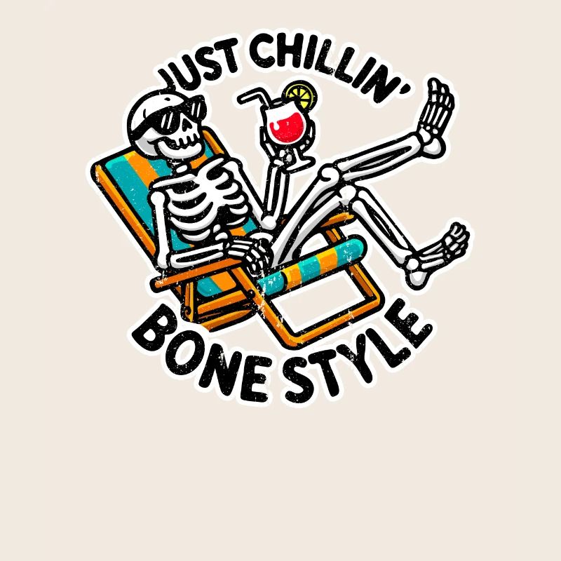 Just Chillin' Bone Style Happy Skeleton Dead Bones