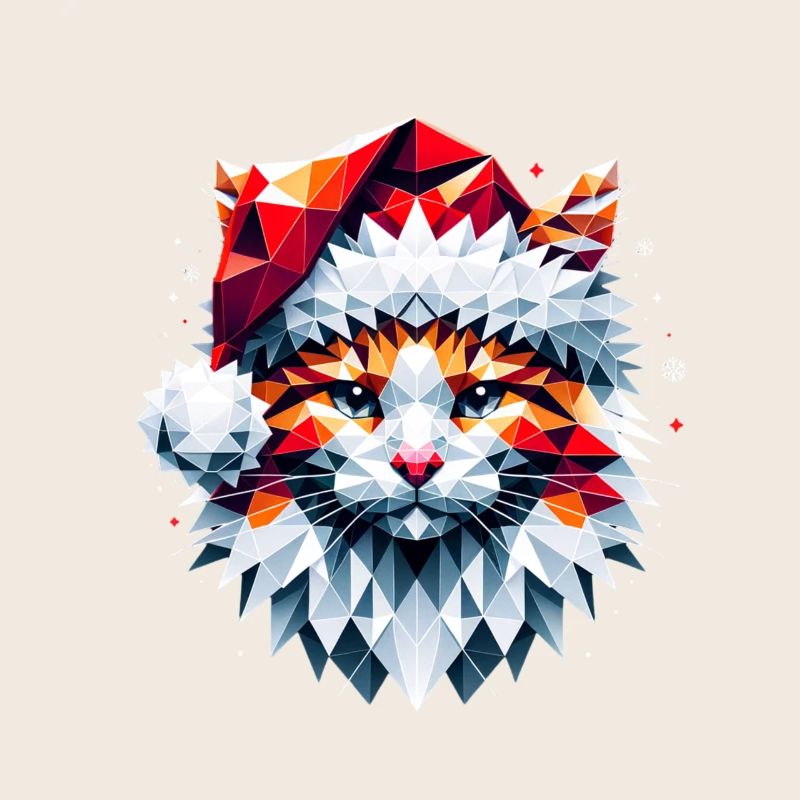 Polygon Design - Chat chat avec chapeau de Père Noël