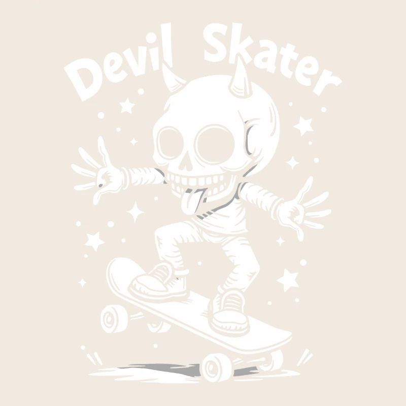 Devil Skater – Squelette cool sur skateboard