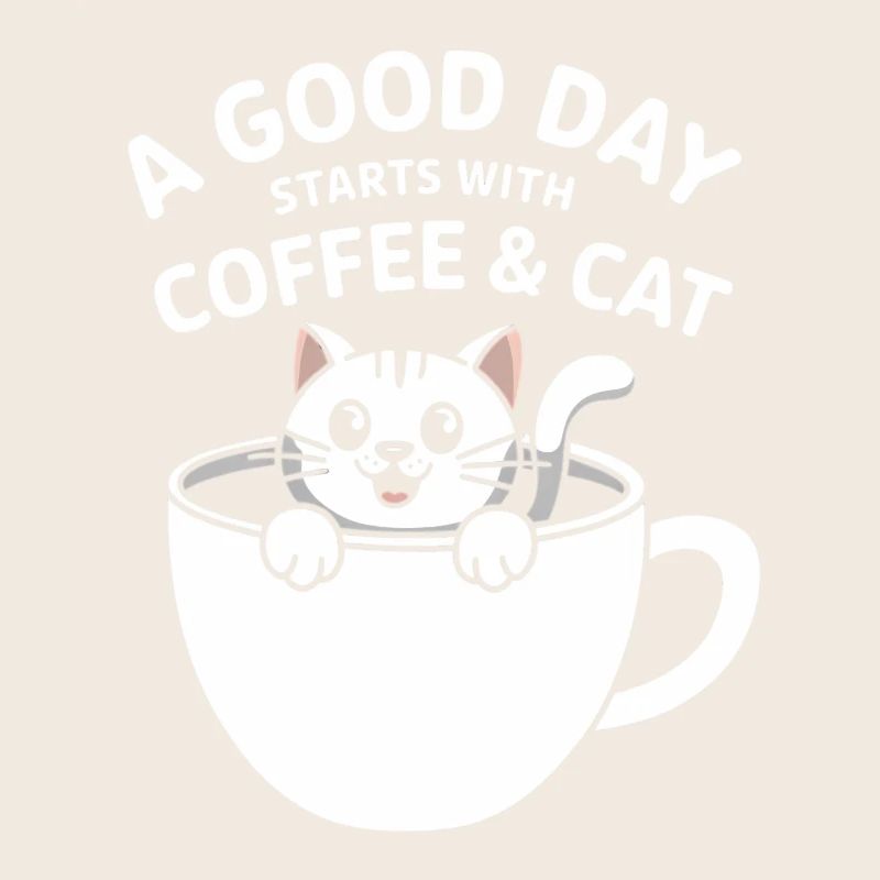 Kätzchen Morgens Kaffee und Katze