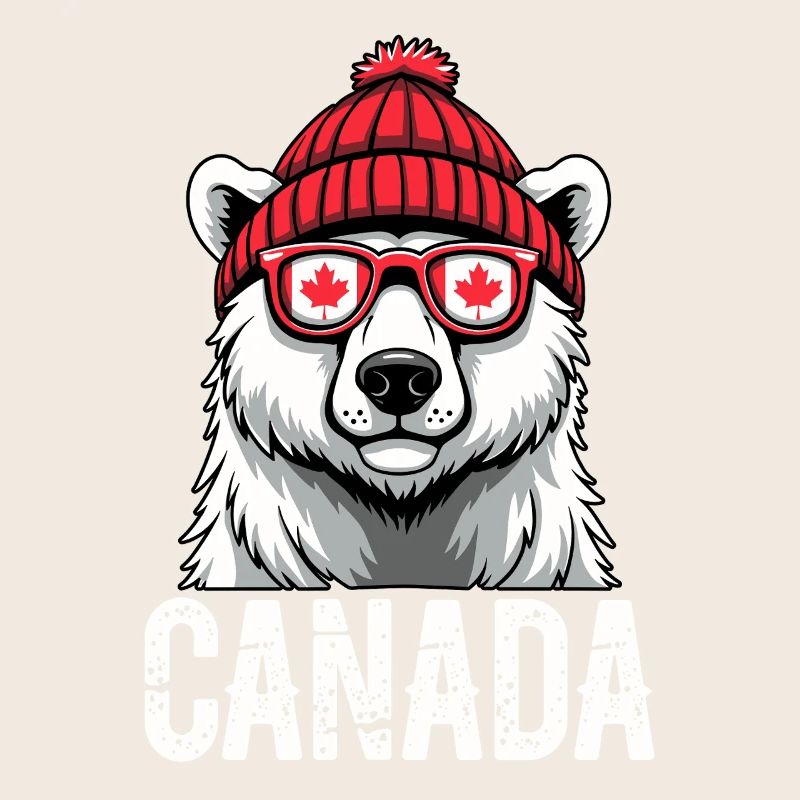 Ours du Canada avec chapeau et style érable