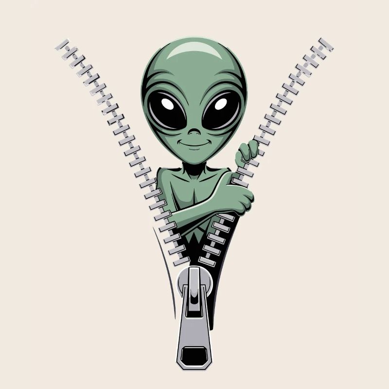 Drôle de look de fermeture éclair extraterrestre