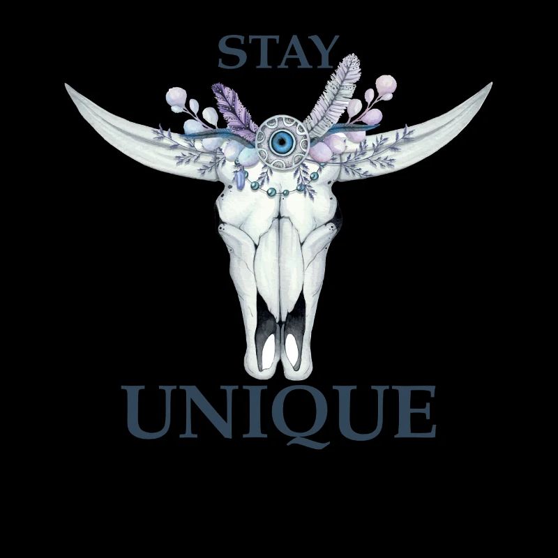 Einzigartig bleiben Boho Bull Skull Floral Stay