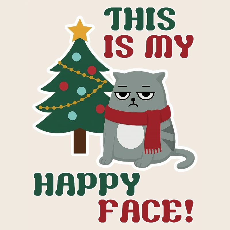 Cat Grumpy Christmas , this is my Happy Face