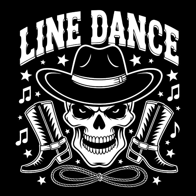 Line Dance Skull mit Stetson und Boots und Lasso