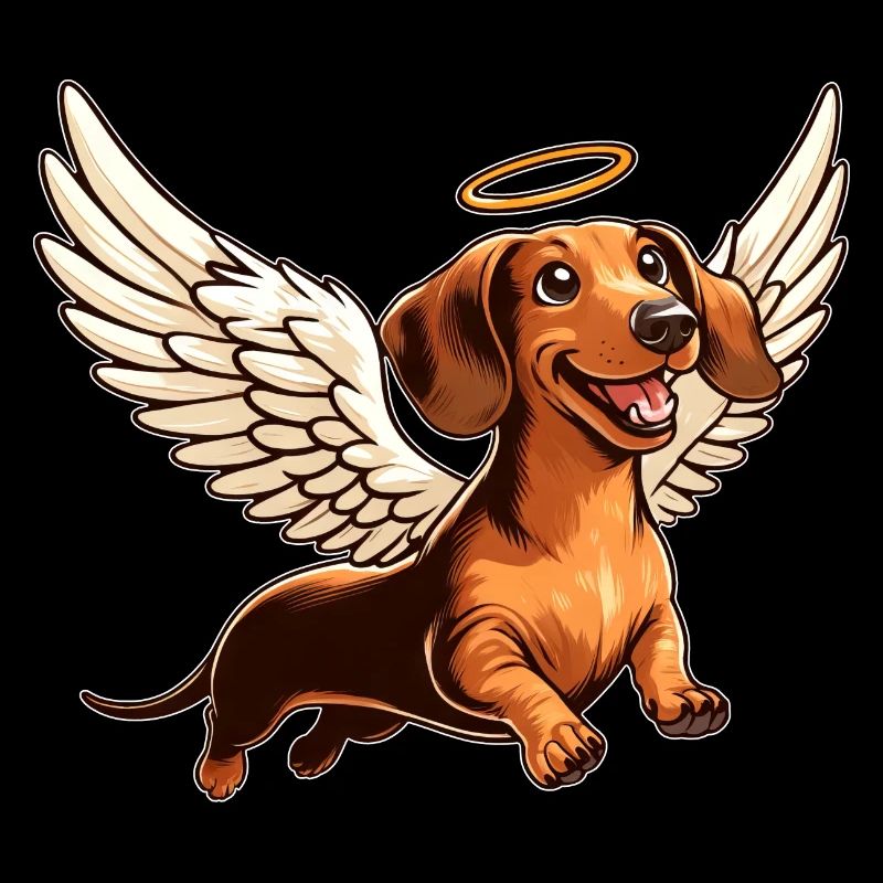 Ange teckel avec des ailes dessin animé mignon