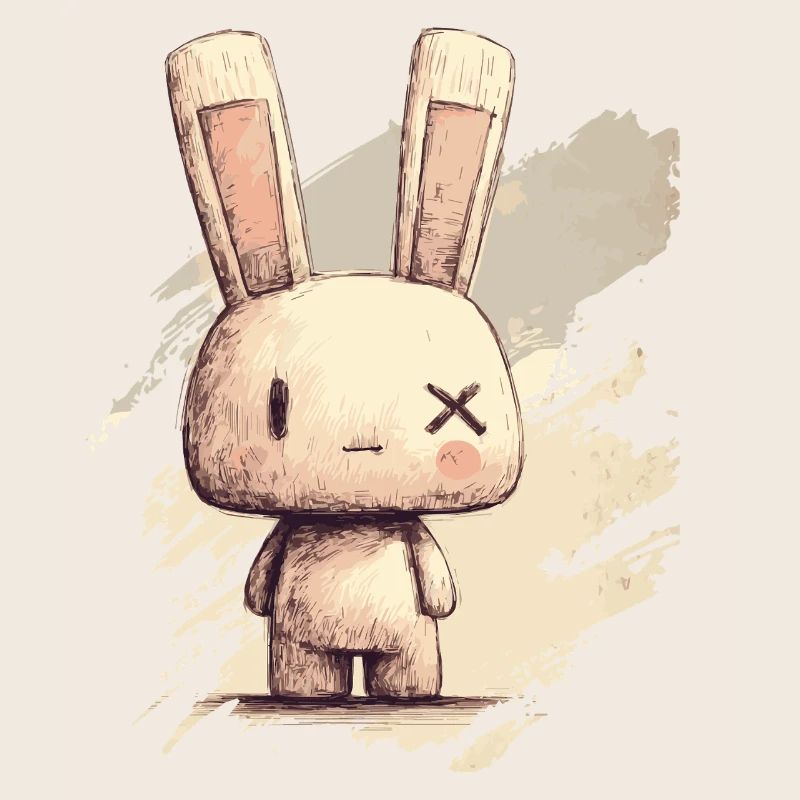 Cute rabbit with X-eyes