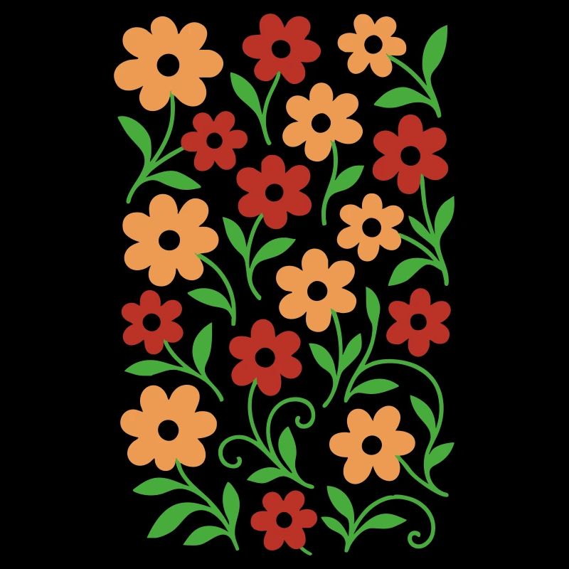 Retro Boho Flowers Pattern - Autumn Hues Floral