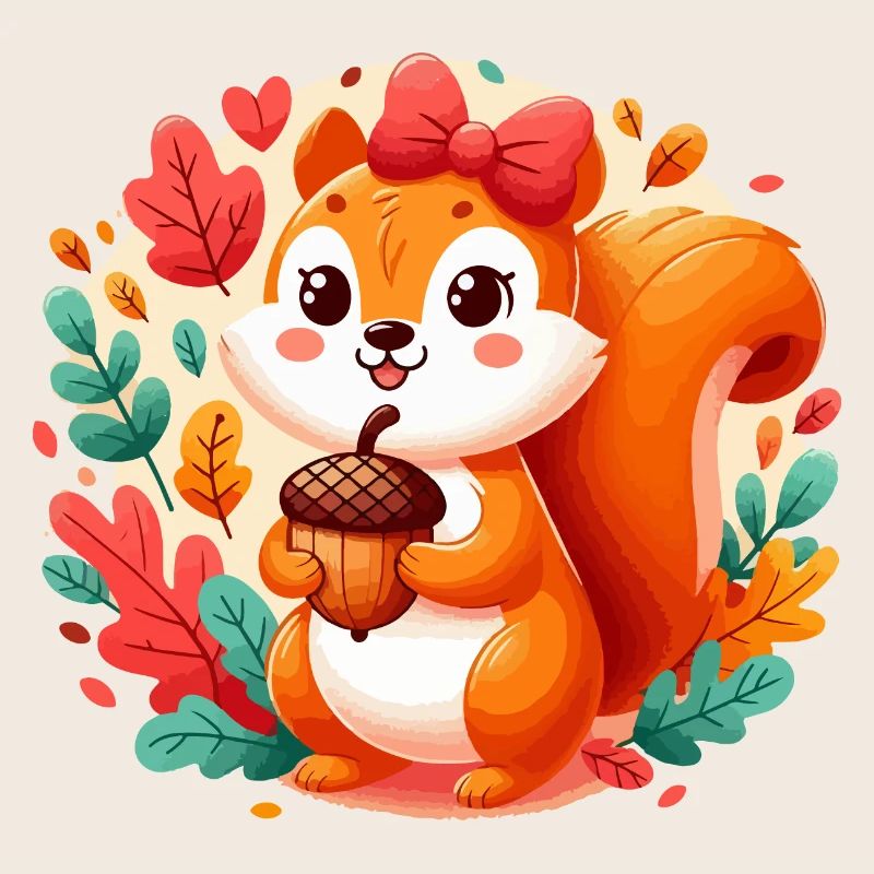 Süßes Eichhörnchen mit Eichel