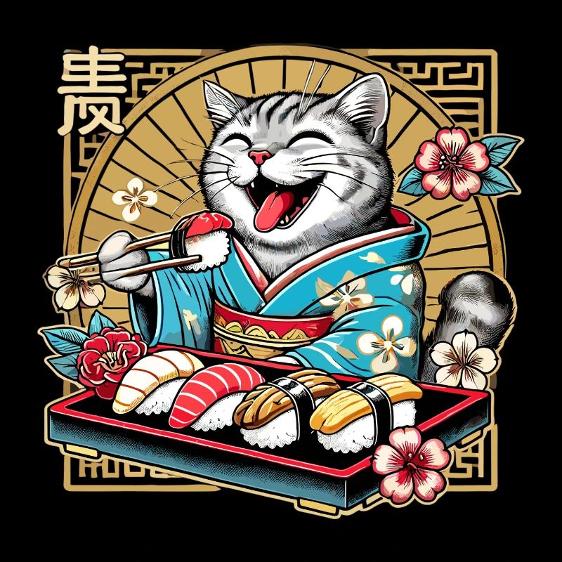Sushi Katze getigert Kimono Maki Nigiri Geschenk