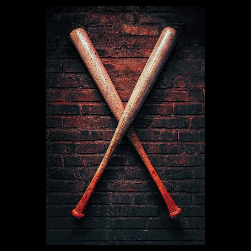 Crossed Bats on Brick Wall