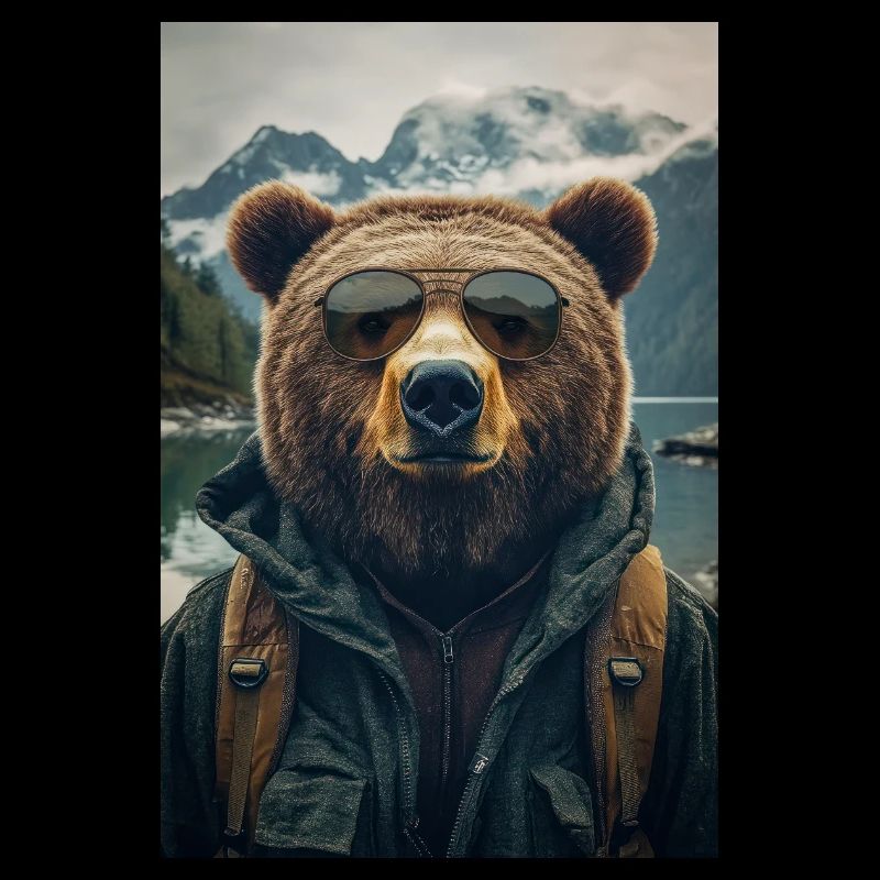 Cool Hiking Bear Explorer