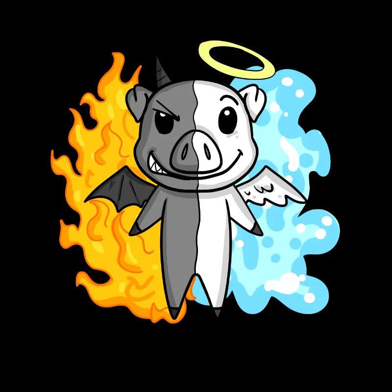 Schwein - Engel und Teufel