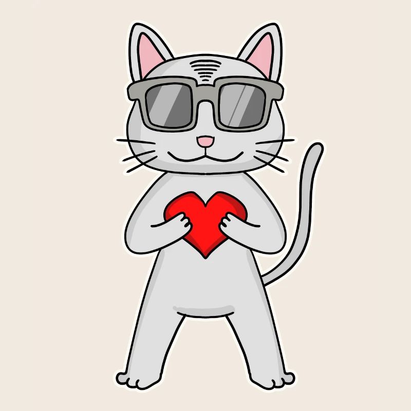 Katze mit Herz und Brille - Devon Rex