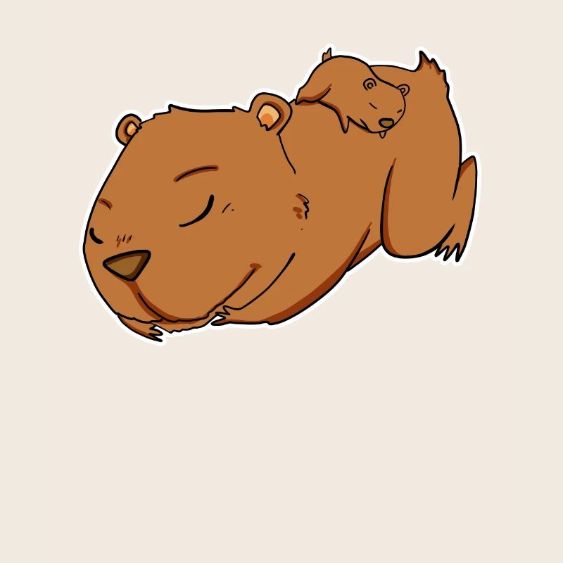 Famille - Capybara avec bébé Capybara