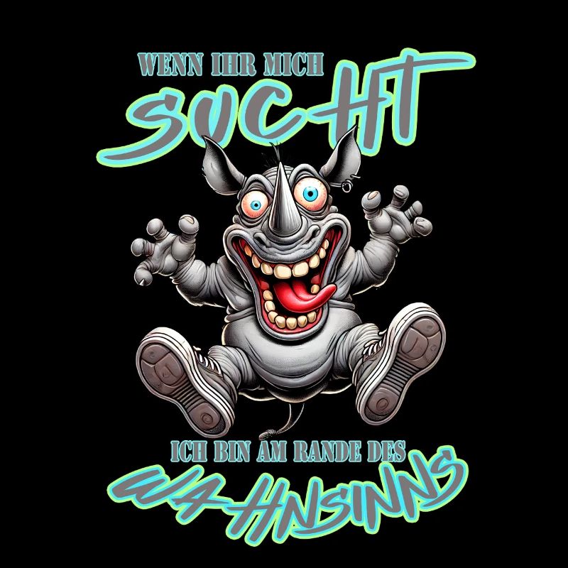 Crazy Nashorn am Rande des Wahnsinns Comic Stil