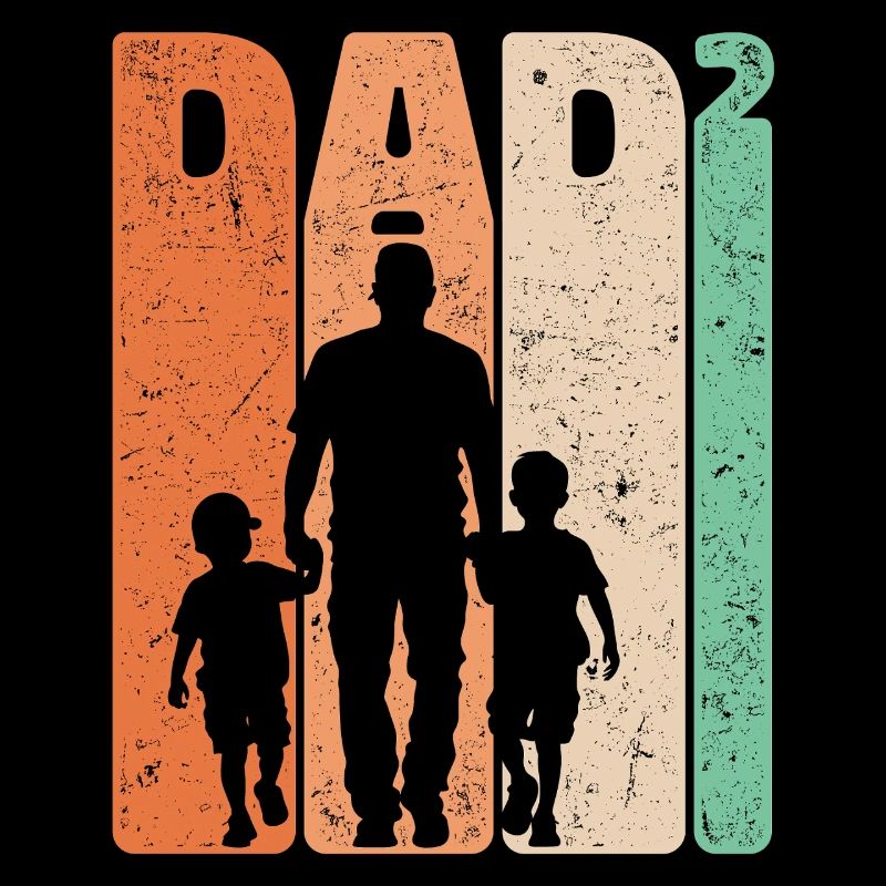 Dad Hoch 2 Vater Zwei Söhne Sohn Retro Geschenk
