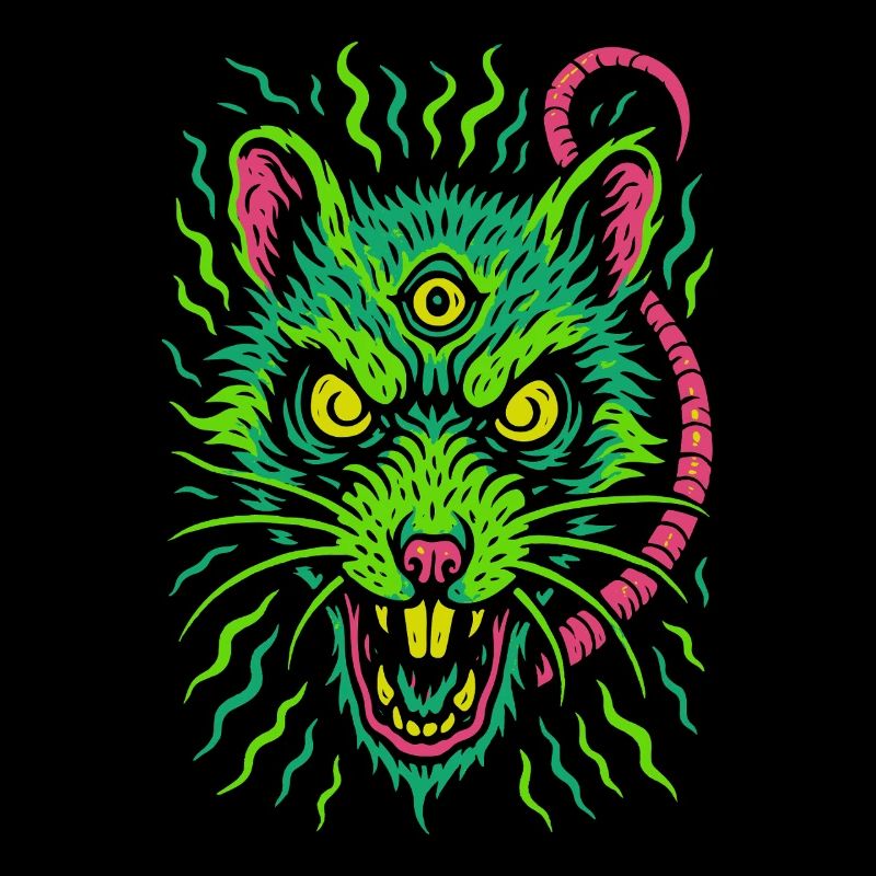 Dreiaugige Neon-Ratte mit Wahnsinnsblick