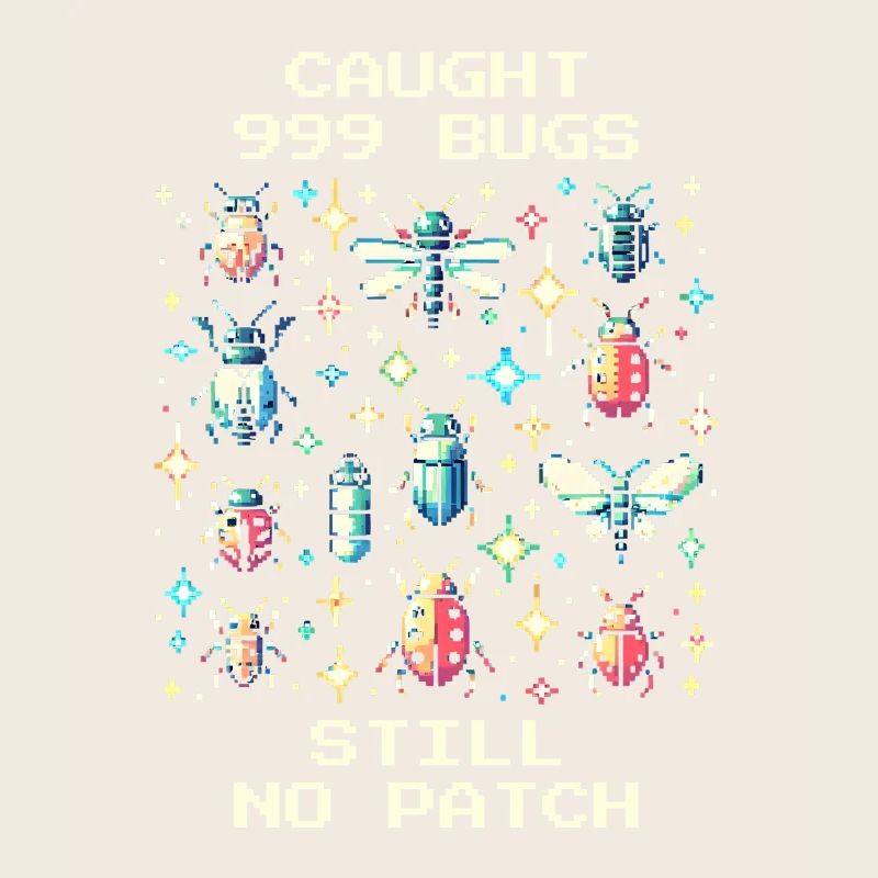 Bug Humor Retro Pixel Art Gaming Nerd Insects