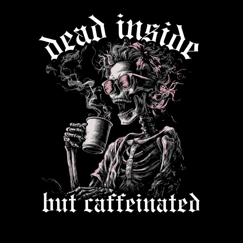 Dead Inside But Caffeinated Coffee Saying Woman