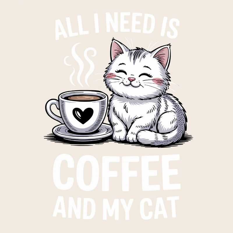 Conception de citation de café et de chat