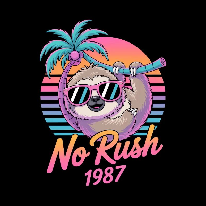 No Rush 1987 Sloth Retro Sunset