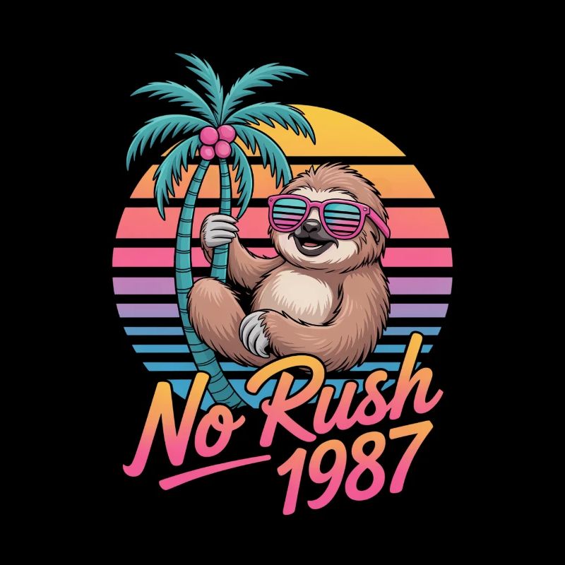 No Rush 1987 Sloth Retro Sunset