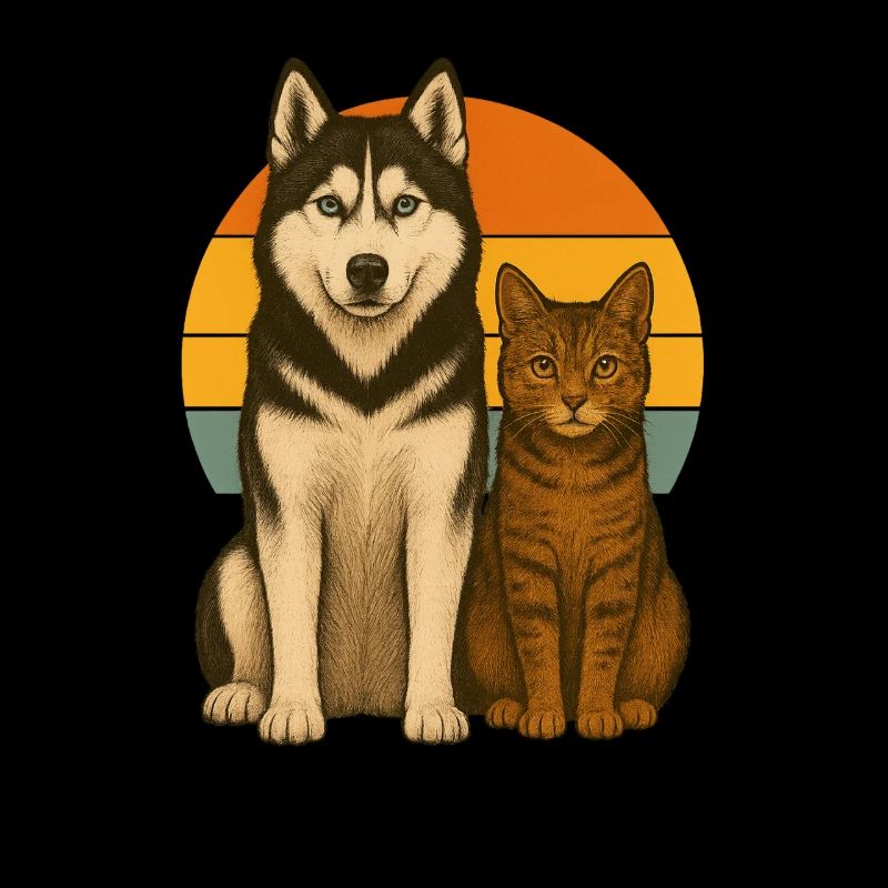 Husky et chat
