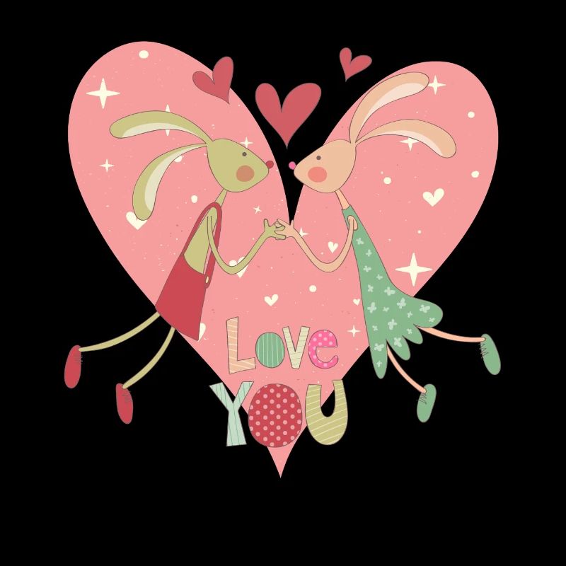Illustration d’amour de couple de lapins mignons
