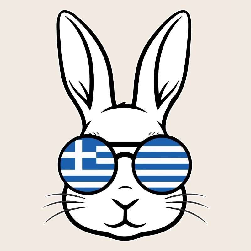 Greek Easter Greek Flag Easter Rabbit Bunny