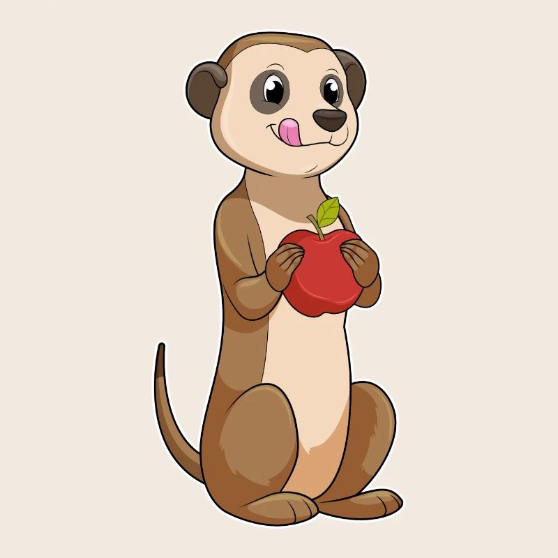 Erdmännchen mit Apfel