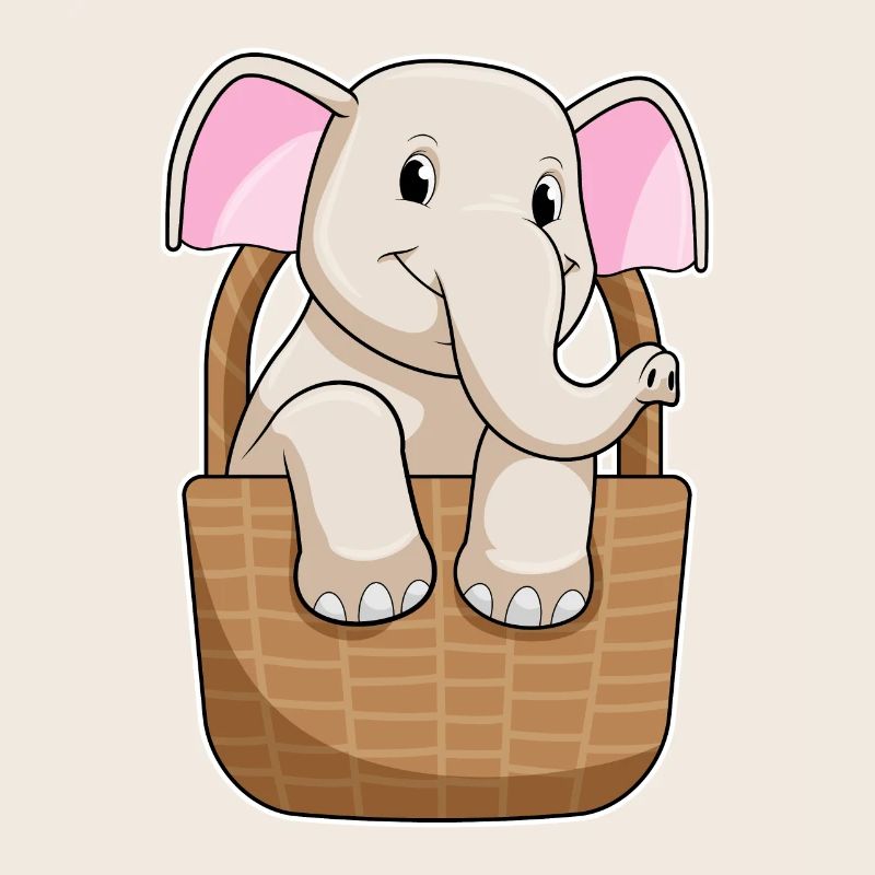 Éléphant avec panier