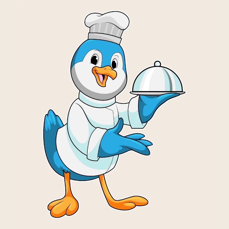 Vogel as a cook with serving plate