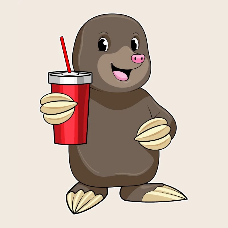 Mole with drinking cup