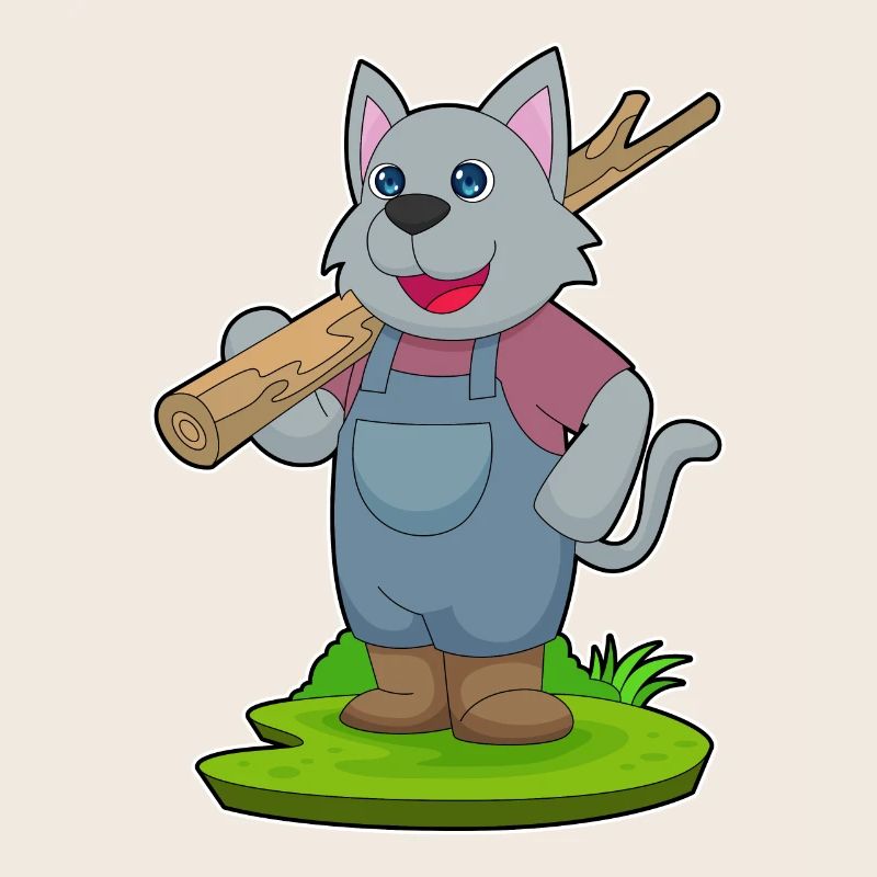 Cat Farmer Tree Trunk