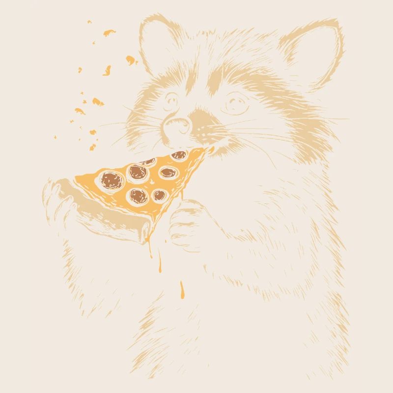 Raton laveur mangeant de la pizza