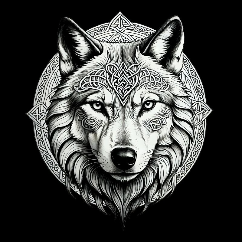 Wolf mit keltischem Knoten 01