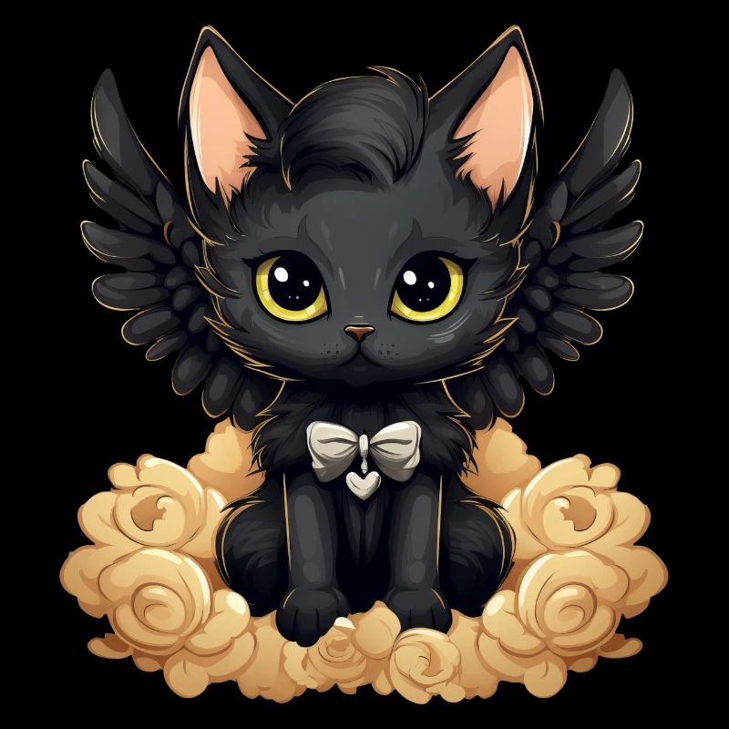 Dark Emo Gothic Angel Cat – Distinctif