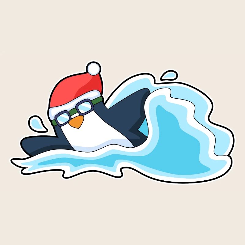 Pingouin Noël baignade