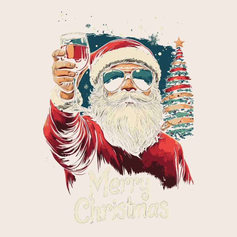 Cooler Weihnachtsmann mit Weinglas