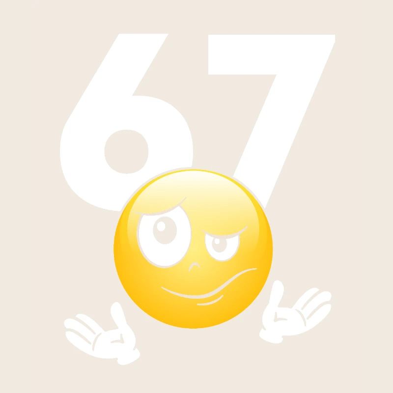 Numer 67 z emotikonem